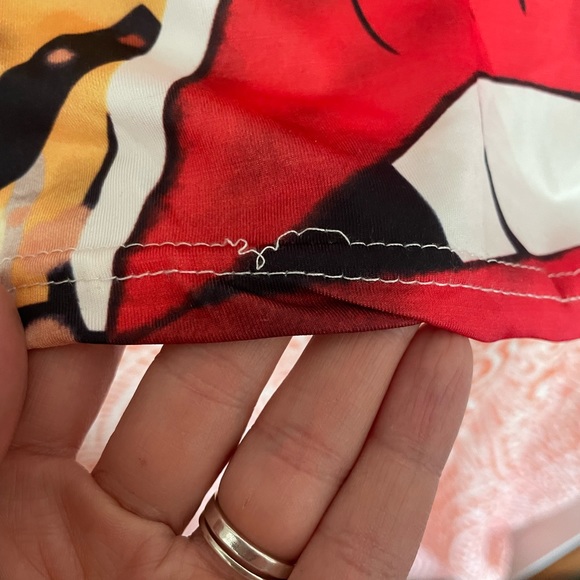 Retro graphic bodycon mini dress, sz L - Picture 4 of 6